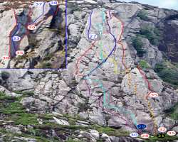 Since 1948, the Southwards-facing cliffs of Camaderry have been a prime location for rock climbing Since 1948, the Southwards-facing cliffs of Camaderry have been a prime location for rock climbing.